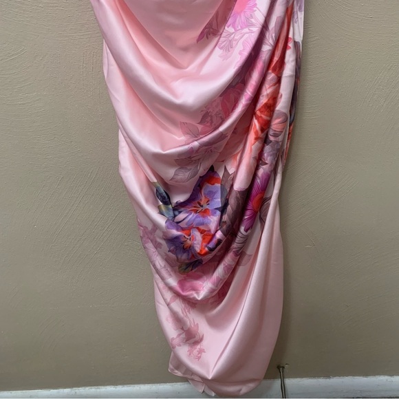 BHLDN Callie Sleeveless Ruched Printed Charmeuse Midi Dress Pink Size XL New NWT - Picture 7 of 16